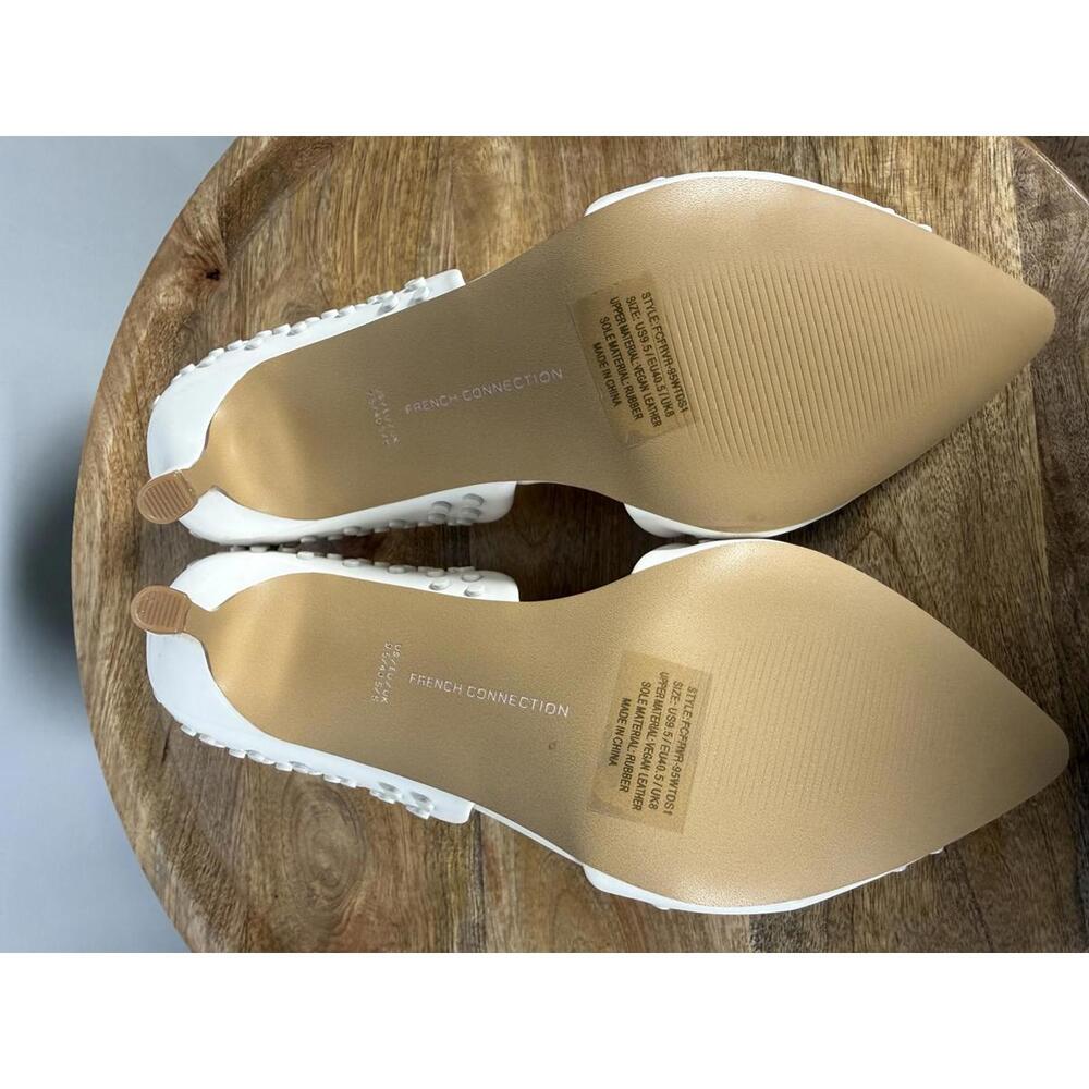 French Connection White Studded Pointed Toe Heels Size US 9.5 NWB - Picture 3 of 12